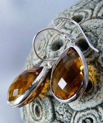 natural briolette cut citrine earrings